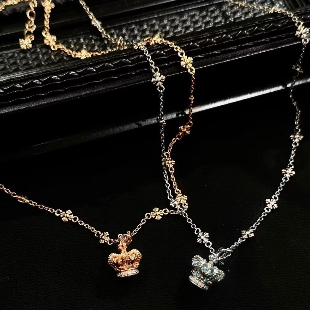 联安思银色皇冠吊坠项链璨