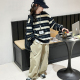 儿童韩系穿搭洋气上衣女大童宽松打底衫 女童条纹卫衣秋装 2025新款
