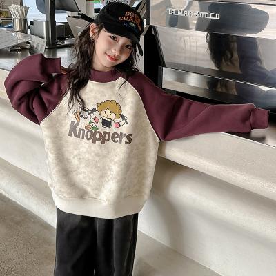 女童卫衣加绒秋冬洋气儿童套头衫