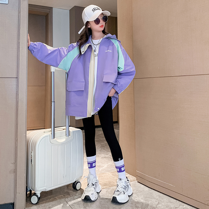 女童外套春秋款儿童冲锋衣风衣