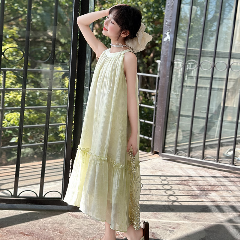 女童连衣裙夏装2025新款洋气儿童公主裙夏季女孩吊带裙雪纺沙滩裙