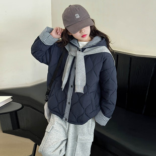 女童棉服秋冬装2025新款儿童韩版洋气二棉夹棉外套女大童连帽棉衣