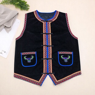 儿童民族马甲壮族苗族成人男女云南彝族马褂佤族瑶族马夹演出服装