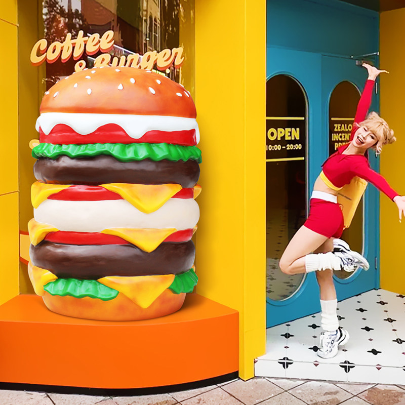 仿真大模型玻璃钢雕塑汉堡店餐饮美食烘焙店壁挂网红创意门头装饰,家居饰品,户外/庭院摆件,淘宝优惠券,粉丝福利购,淘宝优惠卷