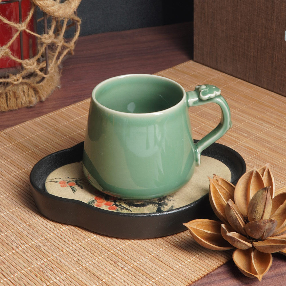 龙泉云间青瓷如意把手咖啡杯马克杯陶瓷杯办公室泡茶杯,餐饮具,马克杯,淘宝优惠券,粉丝福利购,淘宝优惠卷