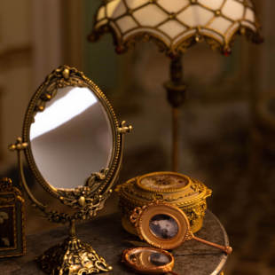 铜制手持镜复古摆件微缩金属摆件