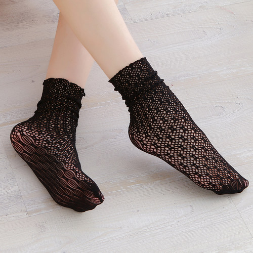堆堆蕾丝简约短袜镂空百搭薄款