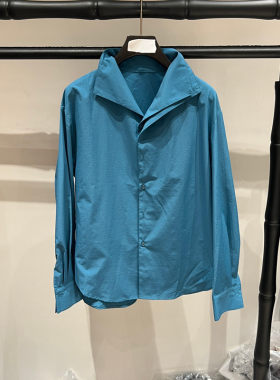 欧洲站秋季翻领单排扣长袖衬衫女