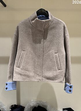 欧洲站秋季立领双面呢毛呢套装女