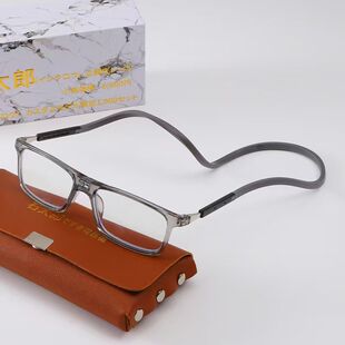 石太郎挂脖式 折叠自动变焦老花镜男女通用老人阅读超轻防蓝光眼镜