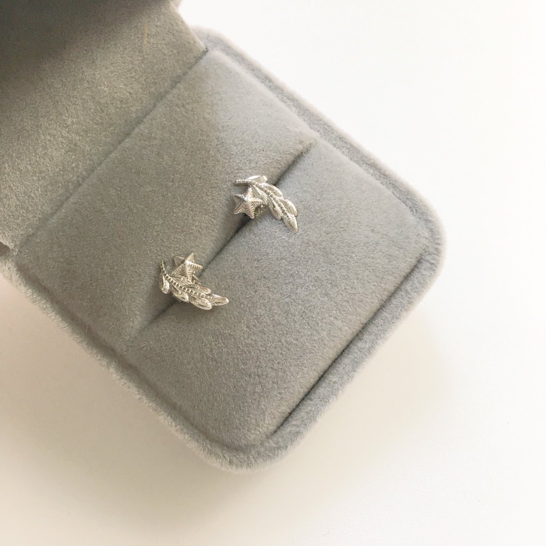 s925纯银兵哥哥橄榄枝军恋军嫂领花耳钉耳环情人节礼物军旅饰品