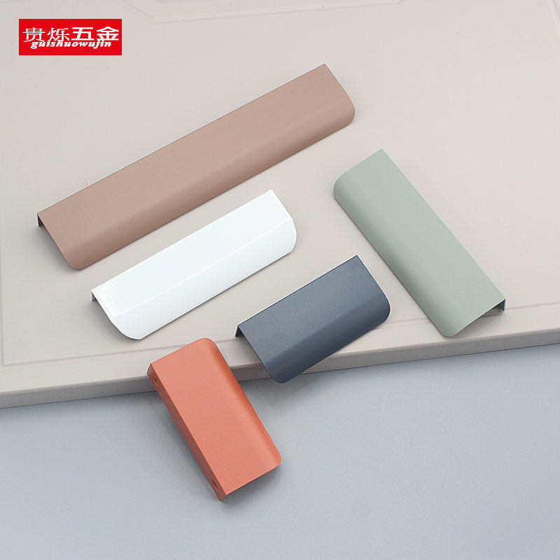 爱格u702pet肤感羊绒灰柜门拉手 莫兰迪色隐形加长衣柜橱柜门把手