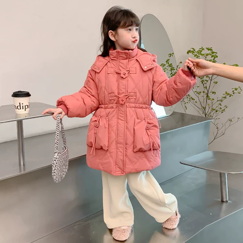 女童棉服外套冬装2025新款儿童洋气中长款轻薄款棉衣大童棉袄