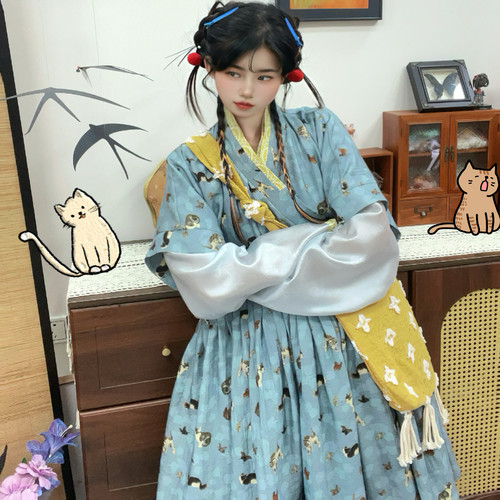 明制贴里半袖改良汉元素两件套