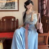 素唐制短衫 鸡心领汉元 八破裙汉服日常显瘦 逢花时 十里七巷