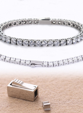 Tennis Chain316不锈钢镶嵌锆石手链钛钢网球链欧美单排手链饰品