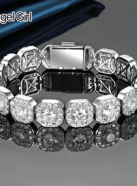 欧美跨境古巴手链12mm宽冰糖链锆石网球手链翻盖男士手饰潮工厂批