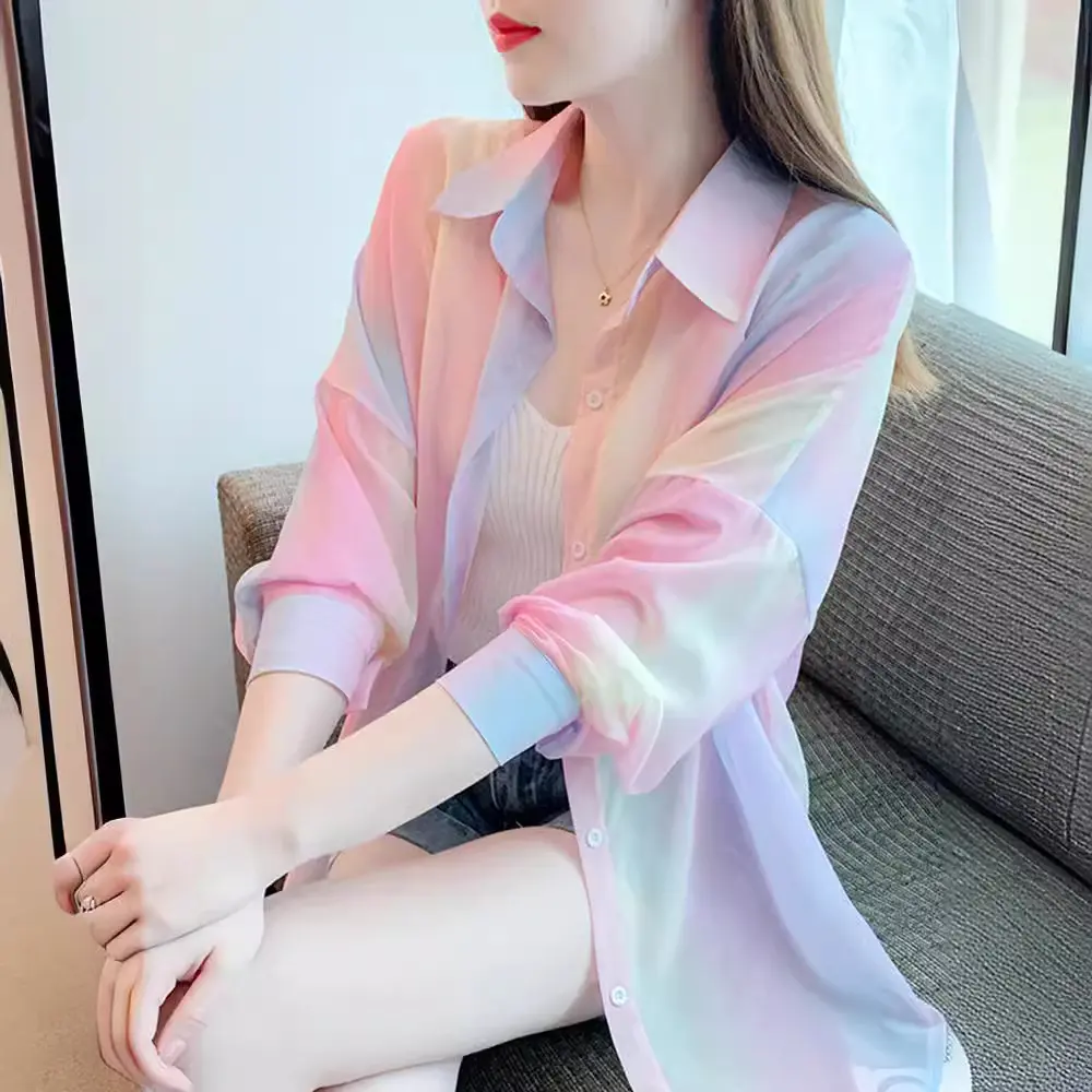 时尚冰丝薄款防晒衣女款夏季2025新款显瘦女士防晒服雪纺衬衫外套
