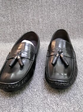 工厂休闲风套脚流苏驾车真皮男鞋