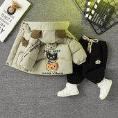 儿童外套 宝宝羽绒棉袄加绒加厚女孩保暖套装 男童棉衣2025新款 冬季