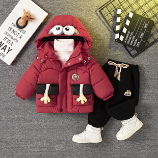 新款宝宝棉衣冬季加厚男童羽绒棉服套装拉布布女孩加绒保暖棉袄