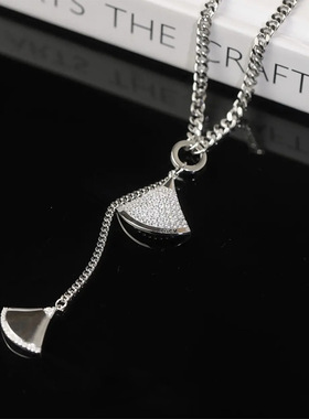 【遇寻】微镶锆石扇形项链秋冬女气质创意个性百搭轻奢风毛衣链
