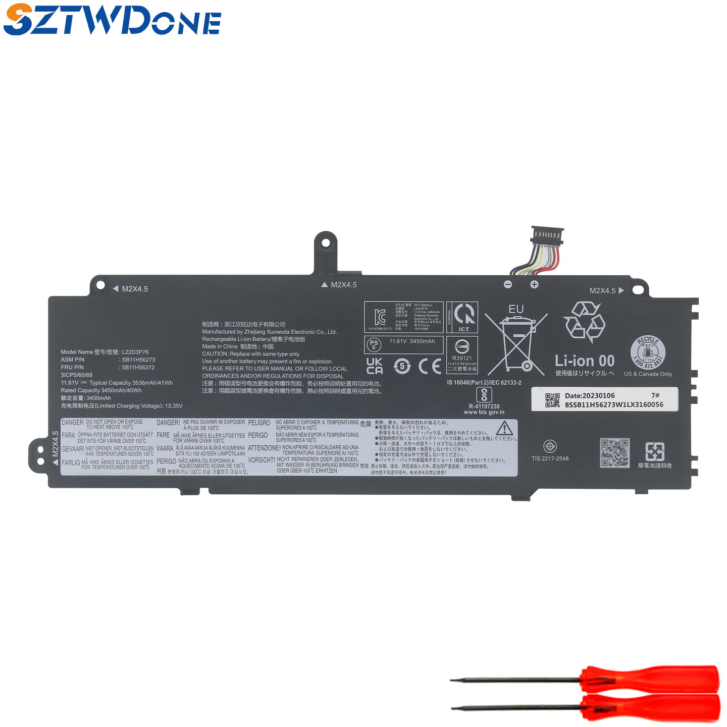 L22D3P76适用联想笔记本电池ThinkPad X13 Yoga Gen 4 5 L22M3P76图片