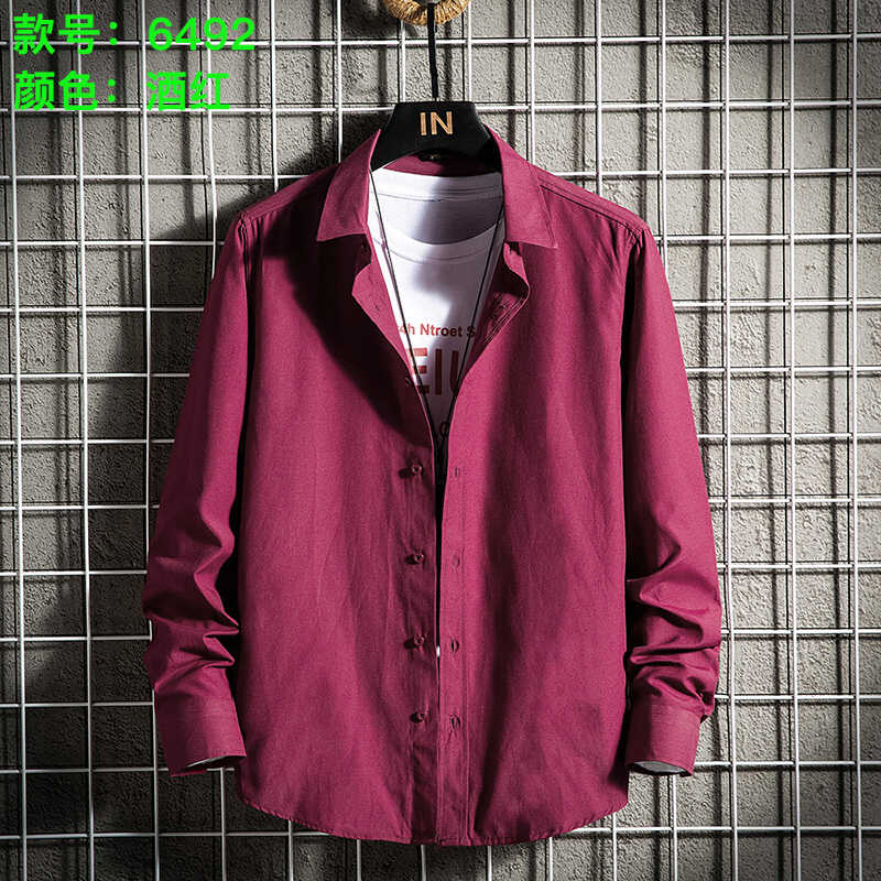 四季新款工装潮流男长袖平板商务休闲衬衣6492-P23元,男装衬衫,星座1202-2（原1218-2）