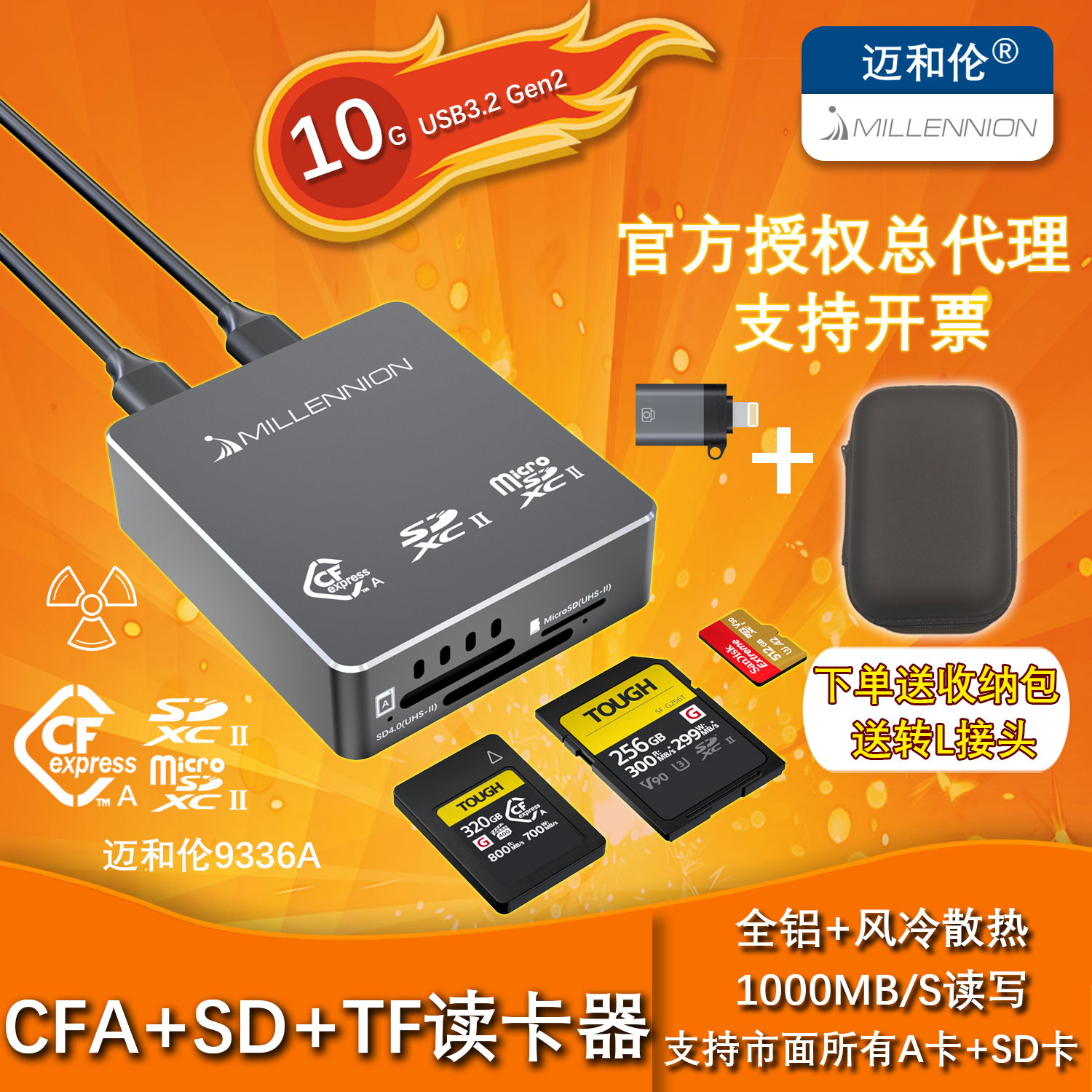 迈和伦CFASDTF三合一风冷读卡器