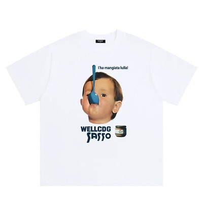 WELLDONE TRACK*26SS美式潮牌趣味男孩印花重磅宽松纯棉短袖t恤