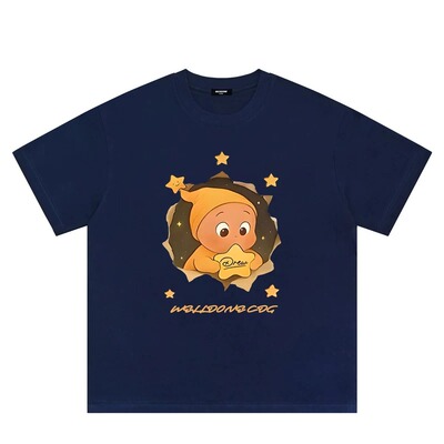 WELLDONE TRACK*26SS美式潮牌卡通星星人印花宽松纯棉短袖t恤夏