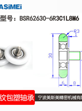 厂家直销美斯美BSR62630-6R3C1L8M6 外包塑料圆弧形轴承滑轮