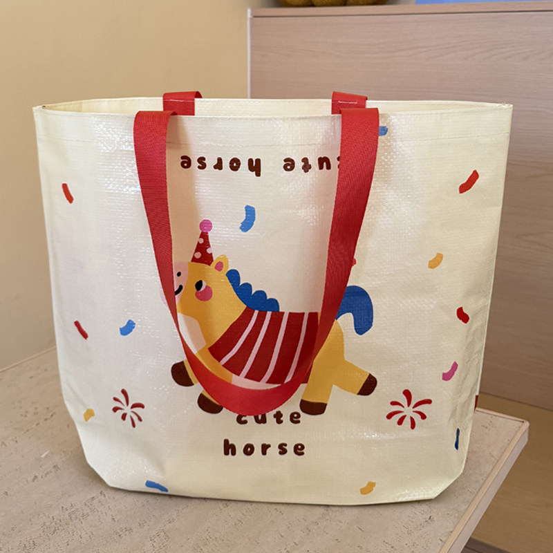 可爱小马款加厚编织袋塑料袋服装店手提袋子包装购物袋礼品袋大号