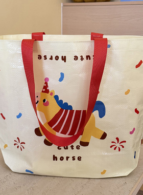 可爱小马款加厚编织袋塑料袋服装店手提袋子包装购物袋礼品袋大号