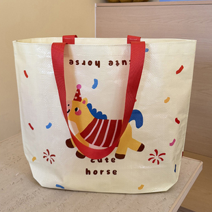 可爱小马款加厚编织袋塑料袋服装店手提袋子包装购物袋礼品袋大号