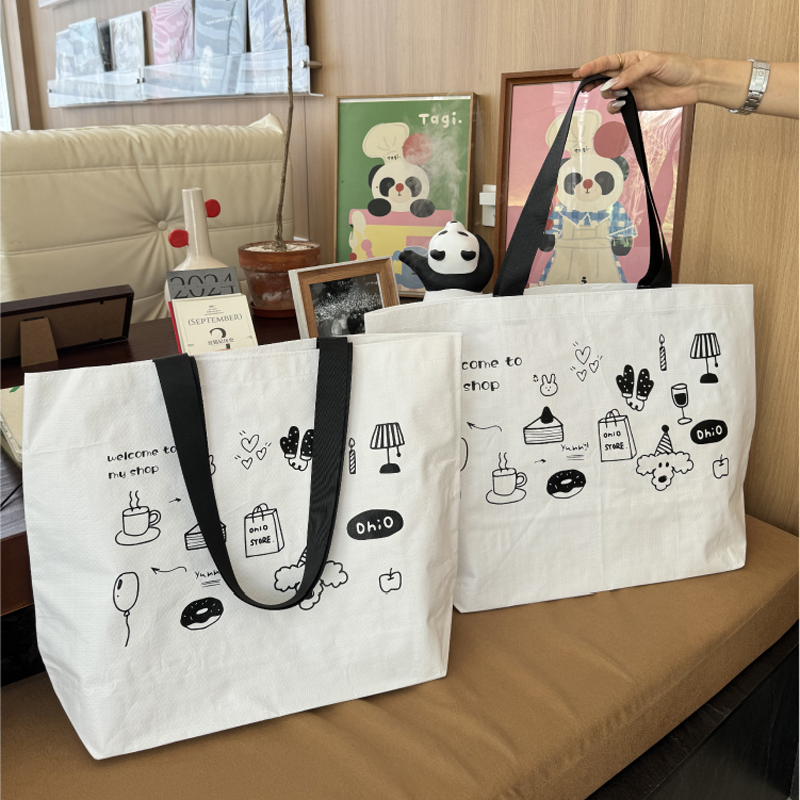 大容量卡通编织袋服装店大号高级感衣服手提袋购物袋包装袋礼品袋