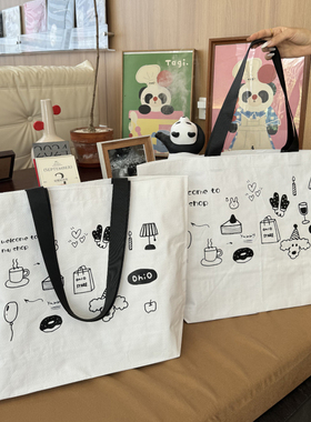 大容量卡通编织袋服装店大号高级感衣服手提袋购物袋包装袋礼品袋