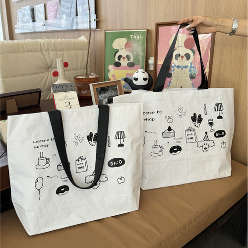 大容量卡通编织袋服装店大号高级感衣服手提袋购物袋包装袋礼品袋