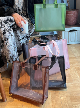 肩背高档复合塑料透明购物手提袋子服装店衣服用打包礼品包装批发