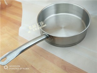 外贸304不锈钢平底煎锅加厚无涂层平底锅单柄煎饼锅20-30cm电磁炉