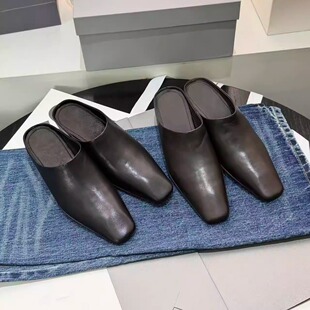 SHEENSEA诗姗姗女鞋2026年新款真皮时尚法式风厚底外穿包头拖鞋女