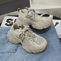 SHEENSEA老爹鞋女2026春新款真皮时尚厚底增高韩版百搭休闲运动鞋