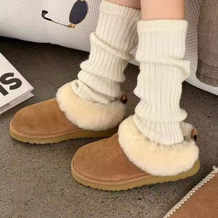 诗歌兰雪地靴女2025冬新款皮毛一体韩版厚底包头外穿加绒毛毛拖鞋