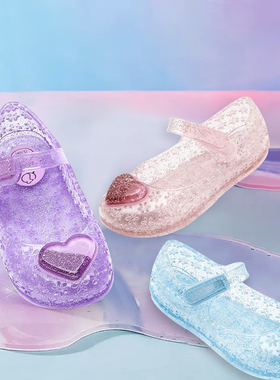 SEEKING MOUSE夏季梦幻公主水晶鞋香香女童凉鞋透气桃心公主鞋