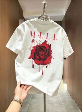 情侣装白色短袖t恤女夏季2026新款美式复古正肩大码女装上衣