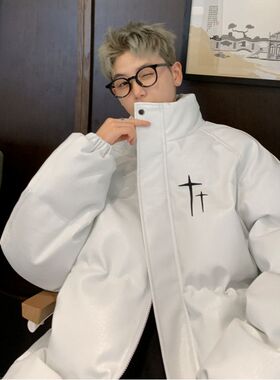 网图原版质量PU皮棉衣F521白色65M到3XL