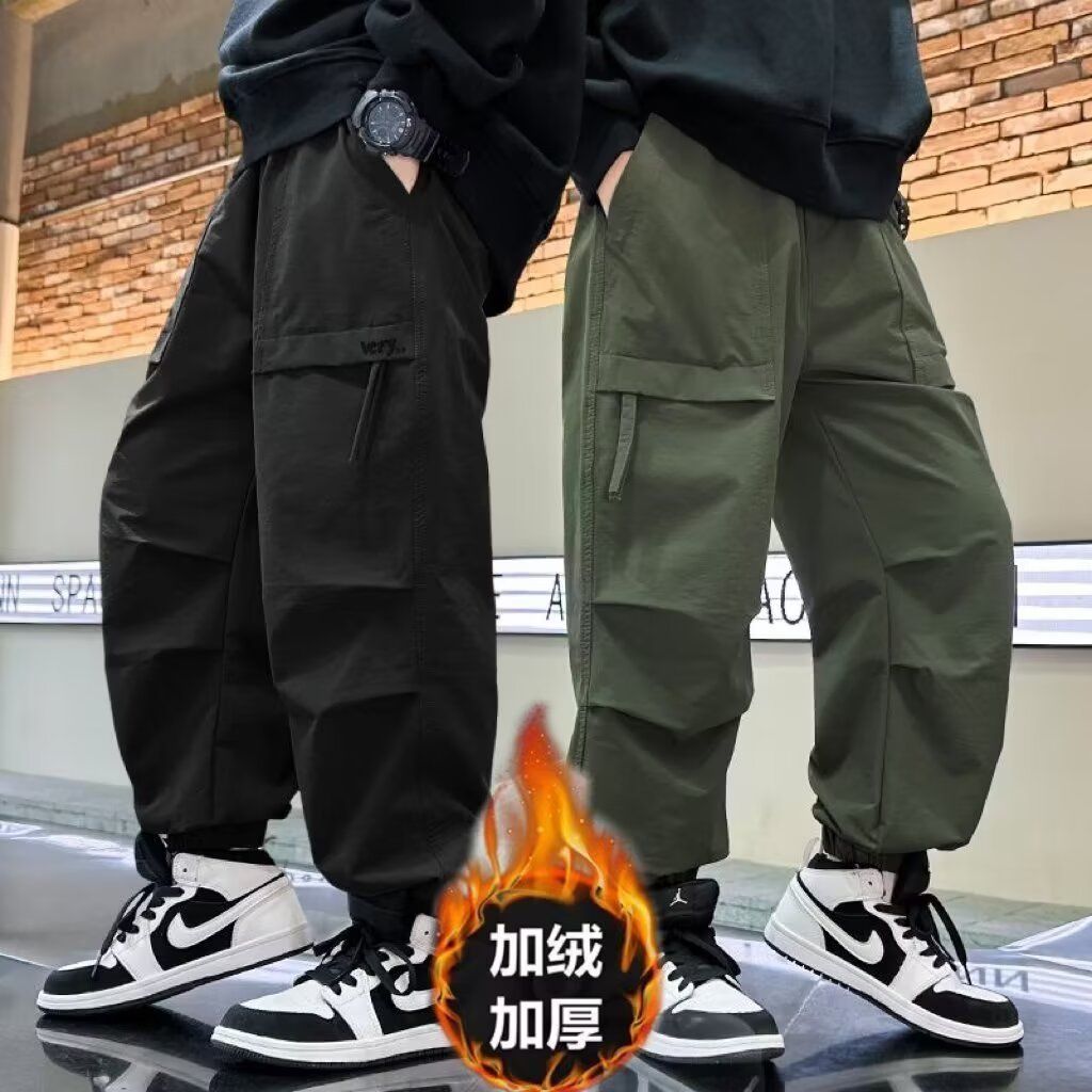 男童裤子纯棉秋装宽松百搭儿童马裤婴儿宝宝拼接设计感休闲裤女童