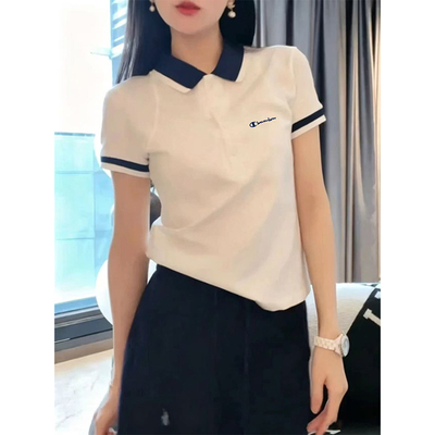 品牌正品白色POLO衫短袖t恤女2026新款夏季纯棉时尚百搭短款上衣