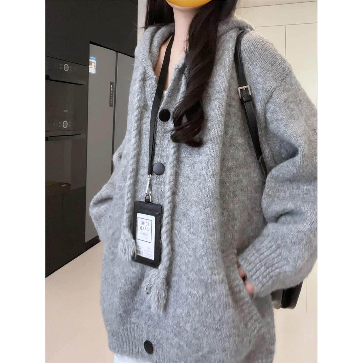 连帽毛衣开衫秋冬季加厚