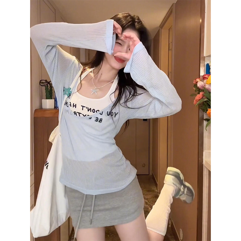 多巴胺穿搭夏季长袖T恤女